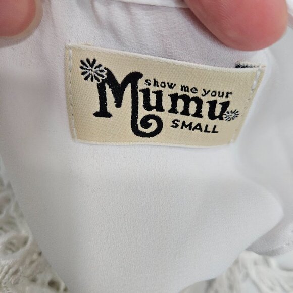 Show Me Your Mumu White Tank Top Crochet Lace Sleeveless High Neck Shirt Small - Picture 10 of 10